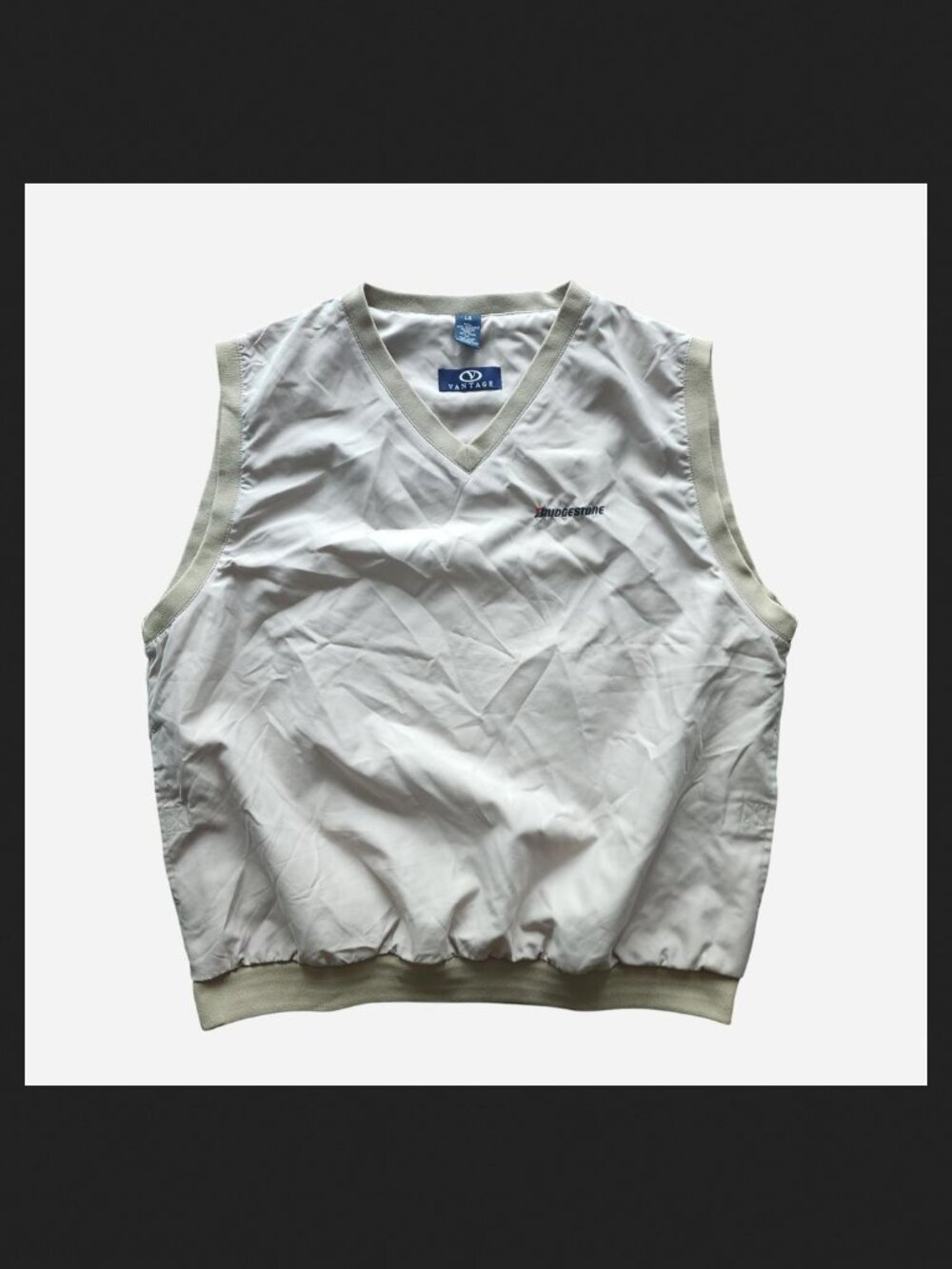 Vantage Bridgestone Tan & Cream Windbreaker Vest w/ Velcro Pockets